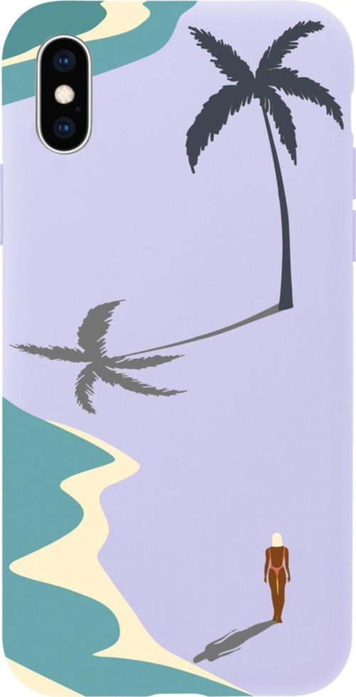 İphone Xs Beach Woman Tasarımlı Lila Telefon Kılıfı