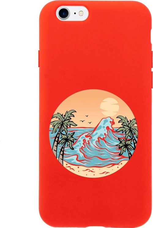 İphone 8 Summer Beach Tasarımlı Kırmızı Telefon Kılıfı