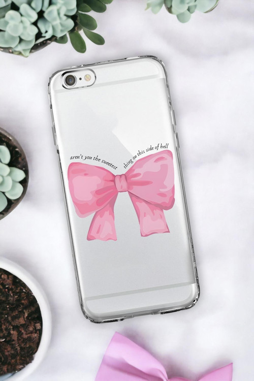 İphone 6 Uyumlu Pembe Kurdele Premium Şeffaf Silikon Kılıf