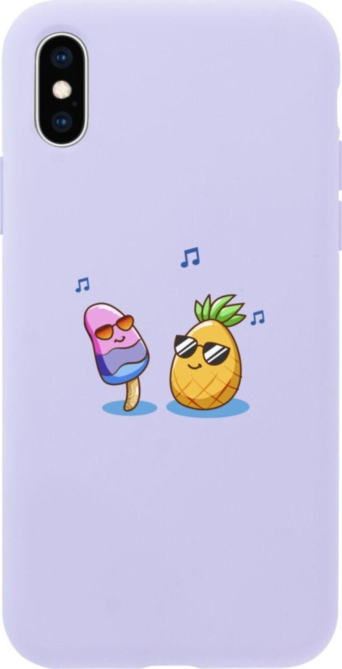 İphone X Singer Pineapple Tasarımlı Lila Telefon Kılıfı
