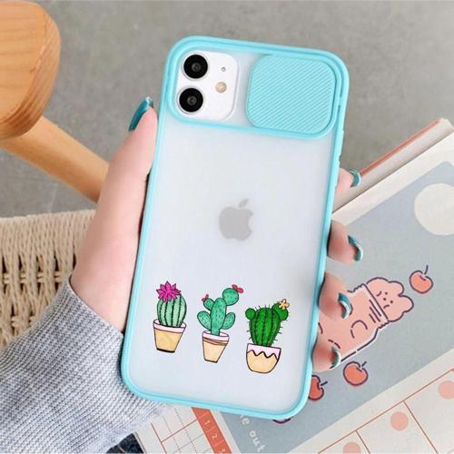 Iphone 11 Kaktüs Desenli Kamera Korumalı Mint Telefon Kılıfı
