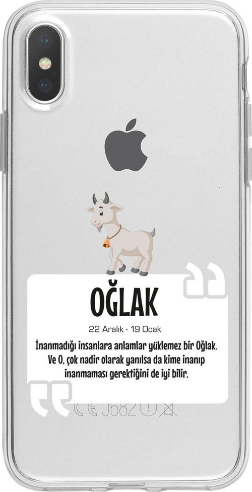 İphone Xs Oğlak Burcu Desenli Şeffaf Telefon Kılıfı