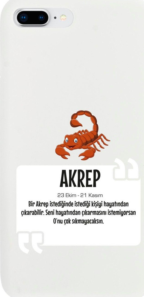 İphone 8 Plus Akrep Burcu Tasarımlı Beyaz Telefon Kılıfı