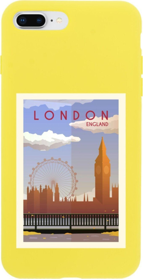 İphone 8 Plus London Tasarımlı Sarı Telefon Kılıfı