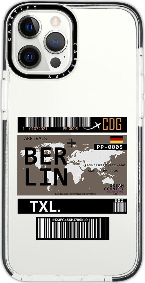 Iphone 12 Pro Casetify Berlin Ticket Desenli Anti Shock Premium Silikonlu Siyah Kenar Detaylı Telefo