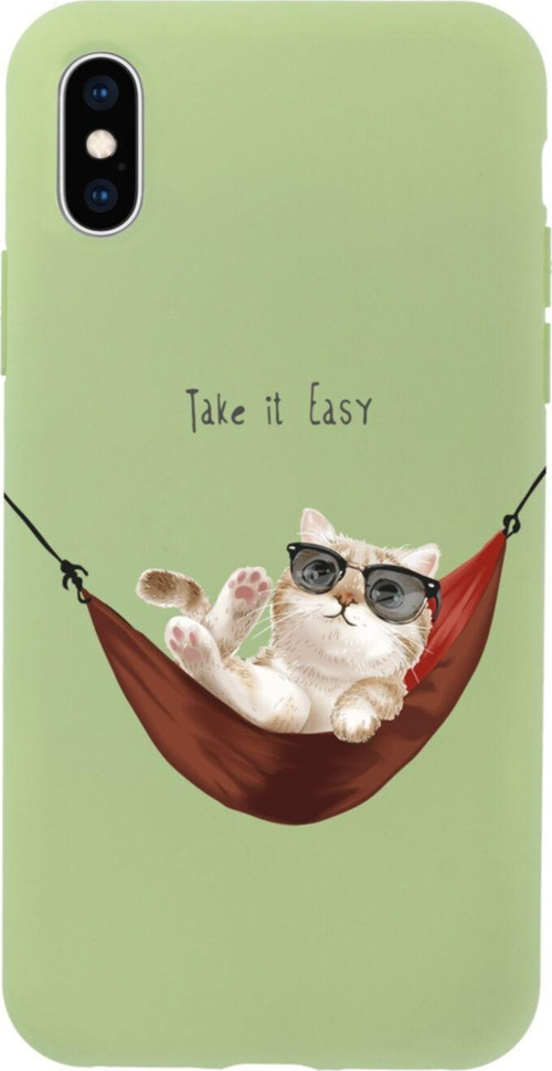 İphone X Take It Easy Tasarımlı Yeşil Telefon Kılıfı