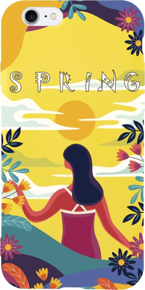 İphone 7 Spring Tasarımlı Sarı Telefon Kılıfı