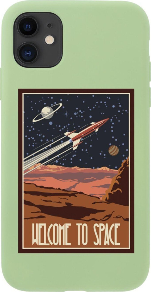 Iphone 11 Welcome To Space Tasarımlı Yeşil Telefon Kılıfı