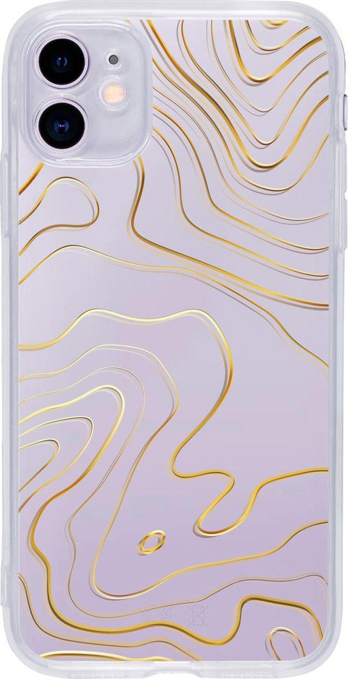 Iphone 11 Golden Line Abract Şeffaf Telefon Kılıfı
