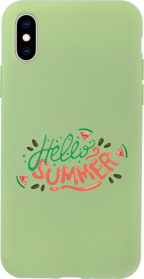 İphone X Hello Summer Tasarımlı Yeşil Telefon Kılıfı