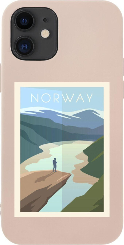 İphone 12 Norway Tasarımlı Pembe Telefon Kılıfı