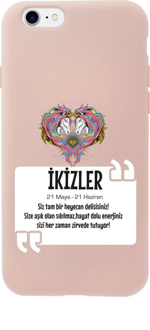 İphone 8 Ikizler Burcu Tasarımlı Pembe Telefon Kılıfı