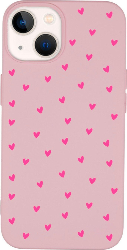 İphone 14 Plus Minik Kalpler Pembe Desenli Lansman Pembe Telefon Kılıfı