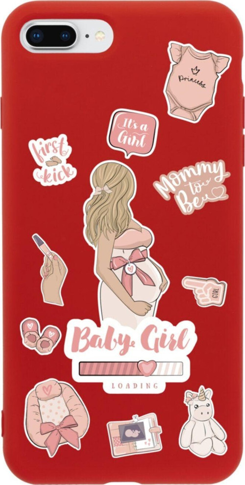 İphone 8 Plus Baby Girl Tasarımlı Kırmızı Telefon Kılıfı