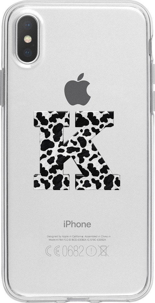 İphone Xs K Harfi Desenli Şeffaf Telefon Kılıfı