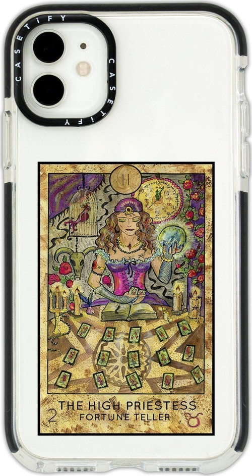 İphone 12 Casetify The High Priestess Desenli Anti Shock Premium Silikonlu Siyah Kenar Detaylı Telef