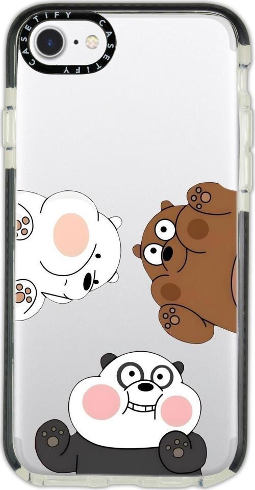 İphone 8 Uyumlu Casetify Cute Animals Desenli Anti Shock Premium Silikonlu Siyah Kenar Detaylı Telef