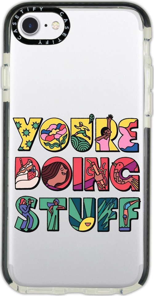 İphone 6 Uyumlu Casetify Youre Doing Stuff Desenli Anti Shock Premium Silikonlu Siyah Kenar Detaylı