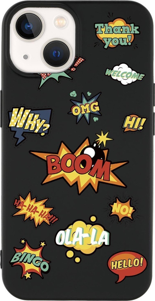 İphone 14 Stickers Desenli Premium Silikonlu Telefon Kılıfı