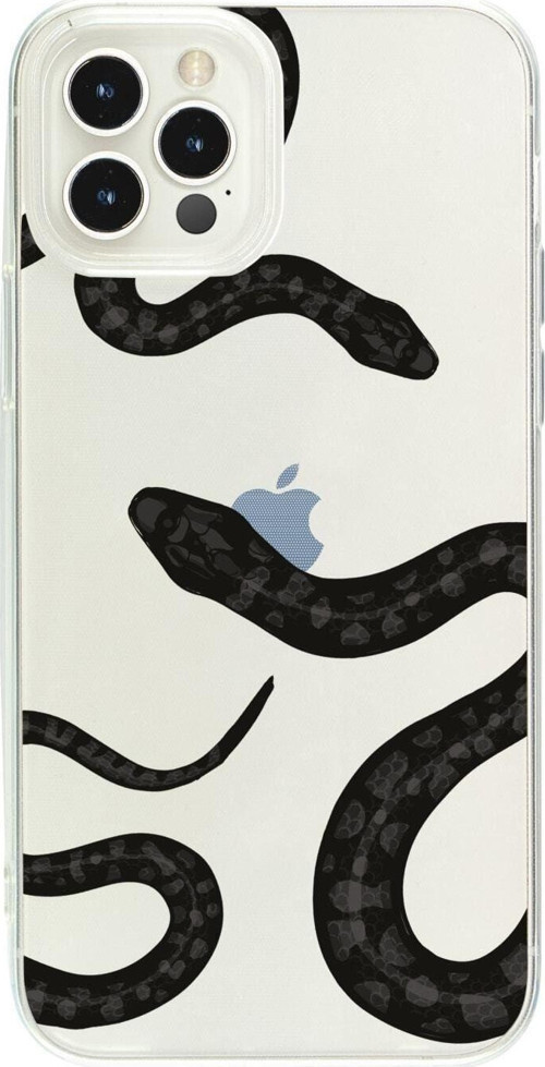 İphone 14 Pro Yılan Desenli Şeffaf Telefon Kılıfı