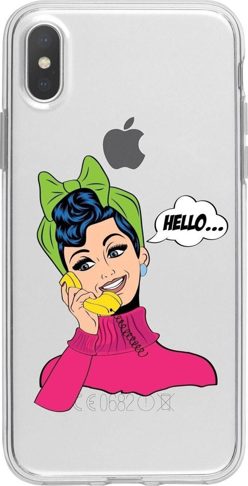 İphone Xs Max Hello Desenli Şeffaf Telefon Kılıfı