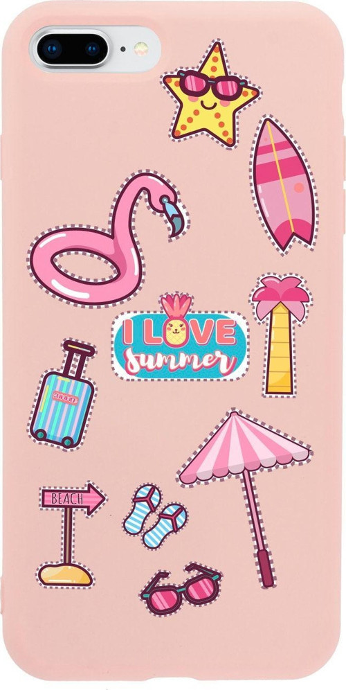İphone 7 Plus Love Summer Tasarımlı Pembe Telefon Kılıfı