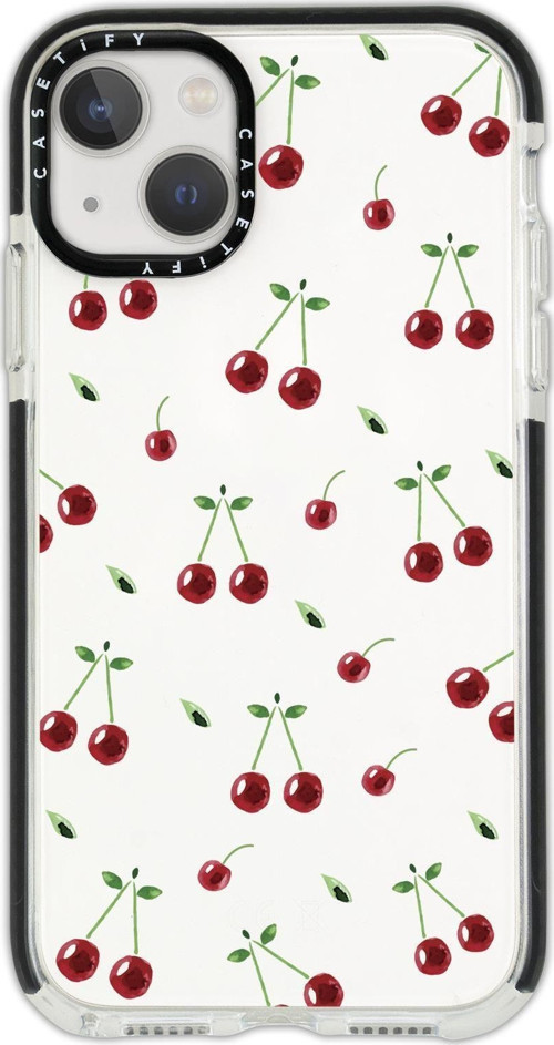 İphone 14 Pro Casetify Uyumlu Kiraz Desenli Anti Shock Premium Silikonlu Siyah Kenar Detaylı Telefon