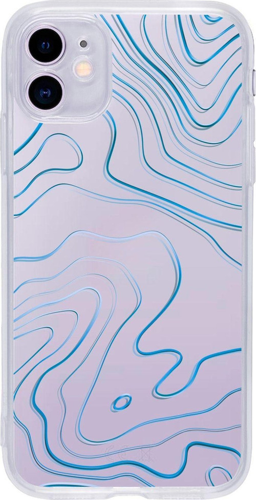 Iphone 11 Blue Line Abract Şeffaf Telefon Kılıfı