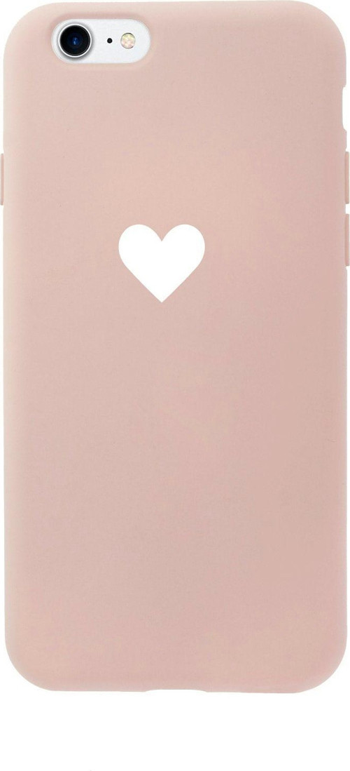 İphone 7 Tek Kalp Beyaz Tasarımlı Pembe Telefon Kılıfı