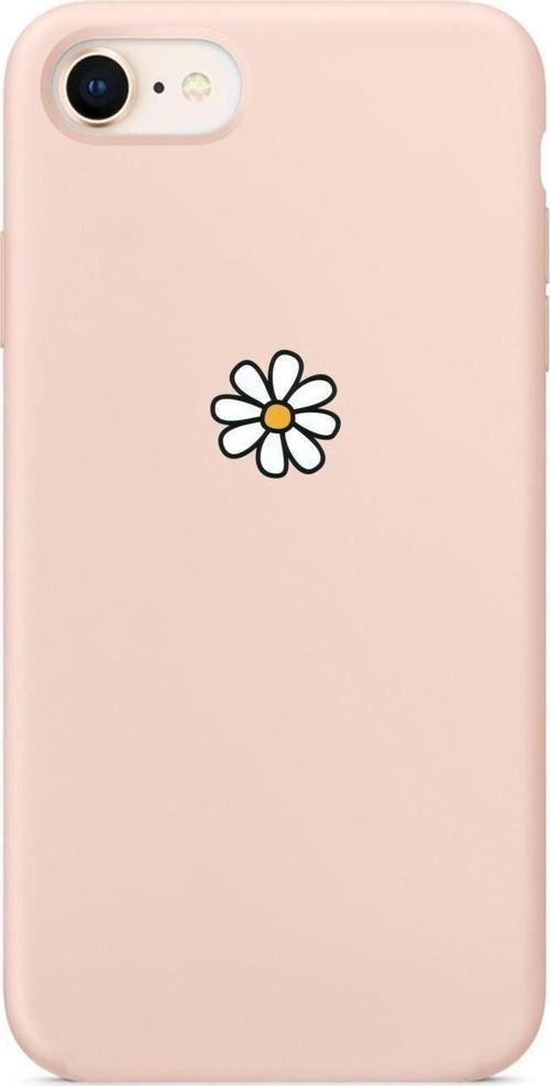 Papatya Tasarımlı İphone 8 Pembe Telefon Kılıfı