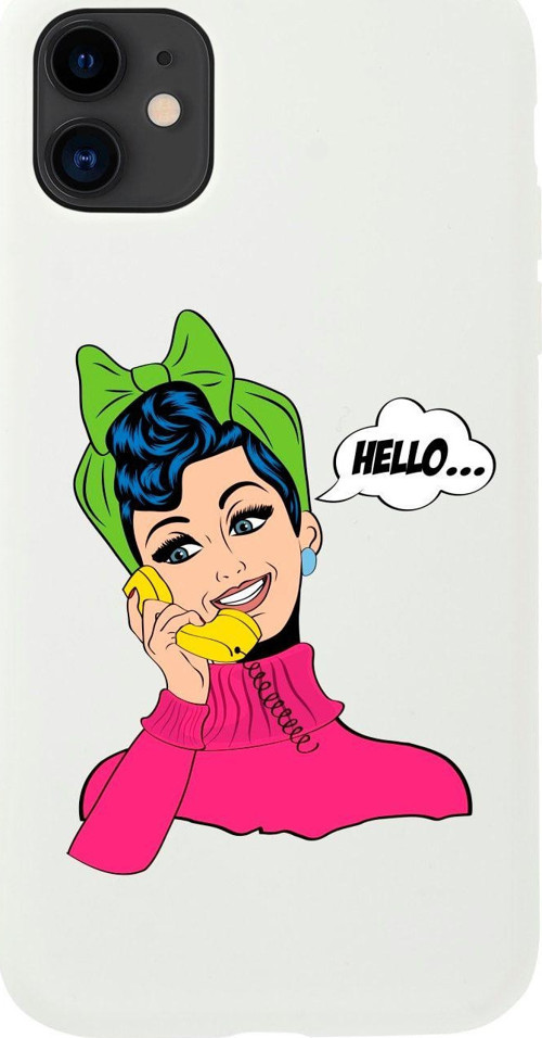 Iphone 11 Hello Tasarımlı Beyaz Telefon Kılıfı