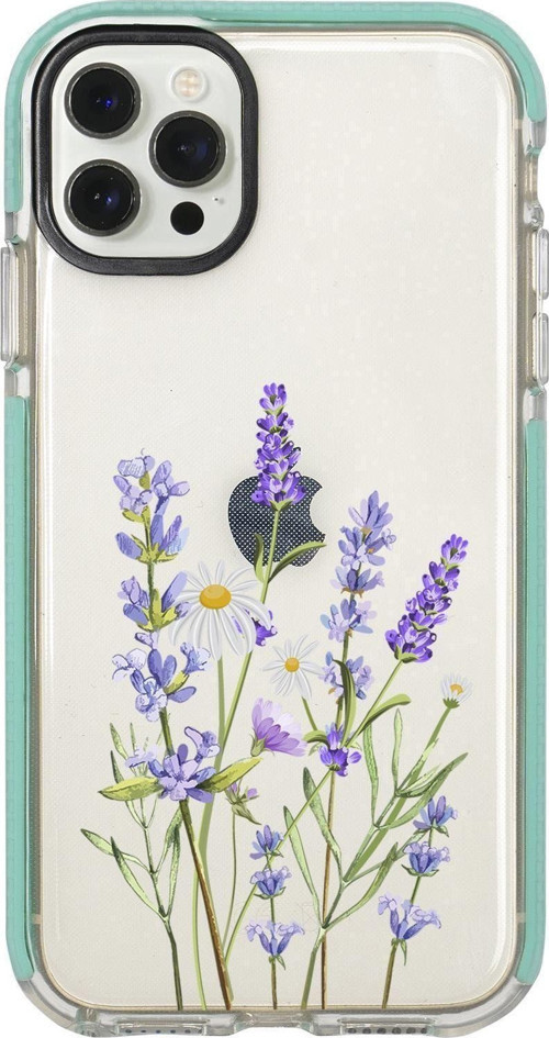 Iphone 12 Pro Lavender Desenli Candy Bumper Silikonlu Telefon Kılıfı