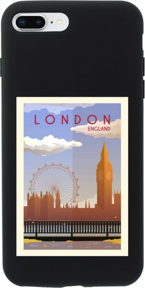 İphone 8 Plus London Tasarımlı Siyah Telefon Kılıfı