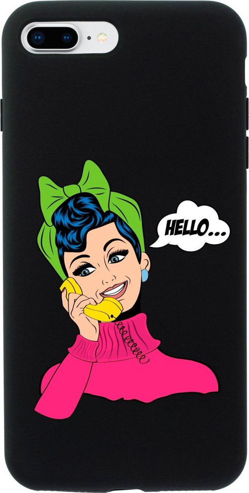 İphone 8 Plus Hello Tasarımlı Siyah Telefon Kılıfı