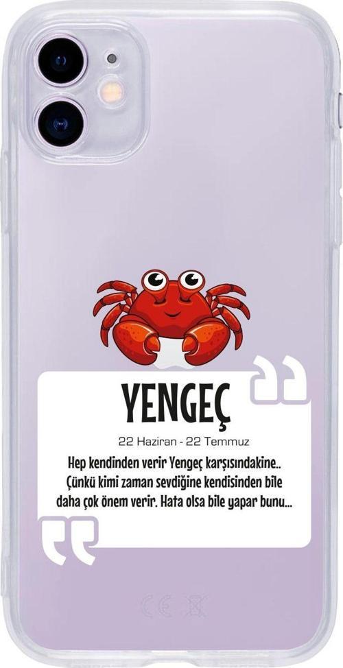 Iphone 11 Yengeç Burcu Desenli Şeffaf Telefon Kılıfı