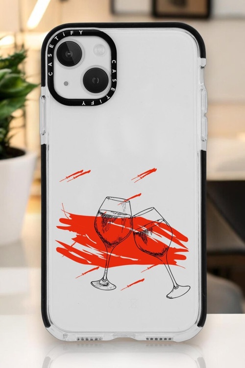 İphone 15 Plus Uyumlu Spilled Wine Desenli Casetify Darbe Emci Silikonlu Telefon Kılıfı