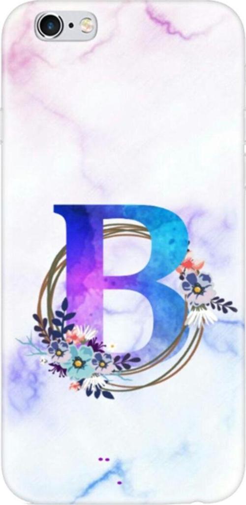 İphone 6 / 6S Renkli Mermer Desen B Harfli Telefon Kılıfı