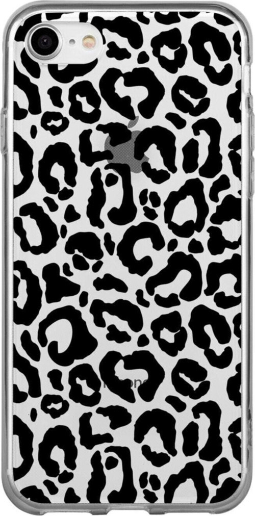 İphone 7 Siyah Leopar Şeffaf Telefon Kılıfı