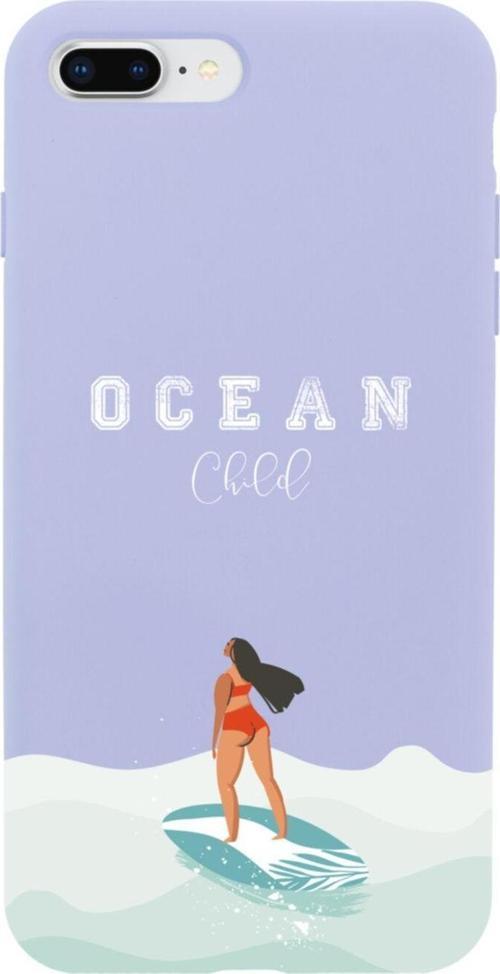İphone 8 Plus Ocean Child Tasarımlı Lila Telefon Kılıfı