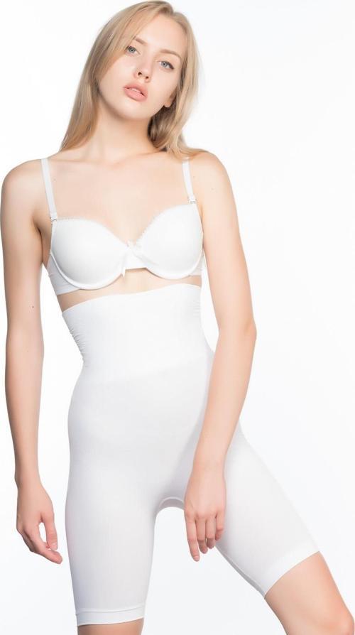 BEYAZ Yüksek Bel Desenli Double Uzun Paça Korse