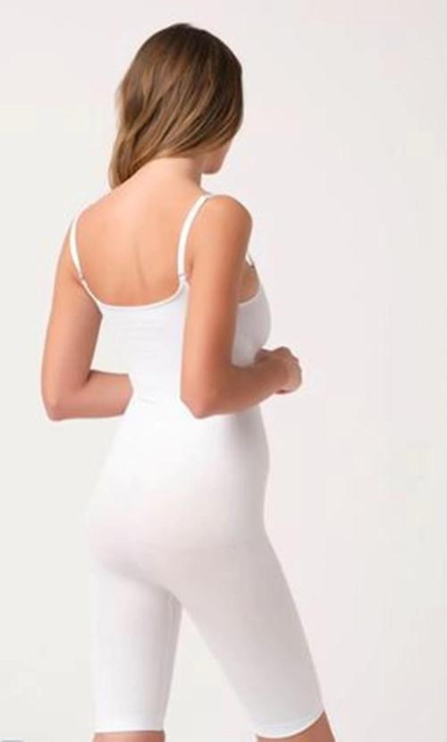Beyaz Kadın Paçalı Boy Dikişsiz Korse - 751