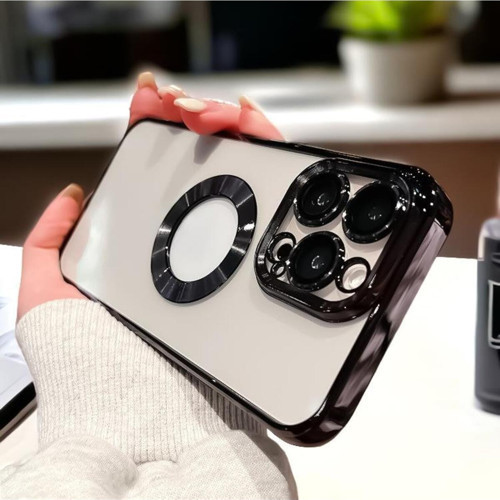 İphone 14 Pro Logo Detaylı Lens Korumalı Renkli Çerçeve Detaylı Şeffaf Silikon Kılıf Mchzr