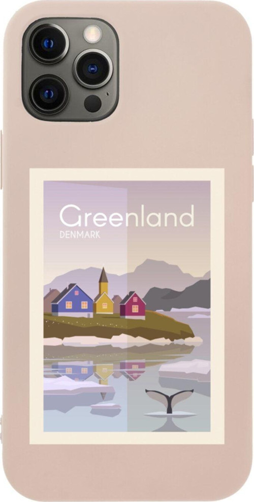 Iphone 12 Pro Uyumlu Denmark Greenland Tasarımlı Pembe Telefon Kılıfı