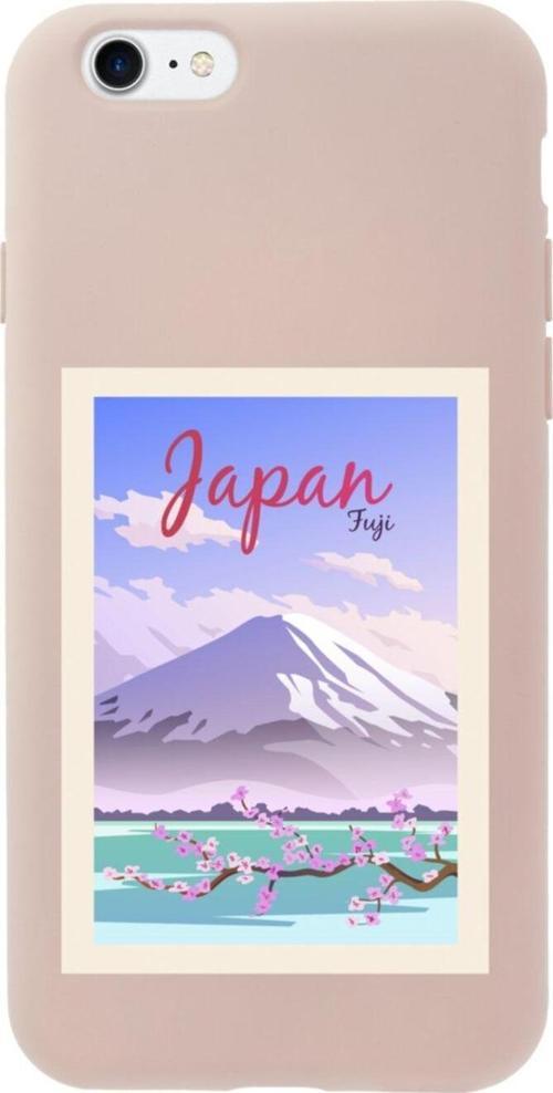 İphone 8 Japan Fuji Tasarımlı Pembe Telefon Kılıfı