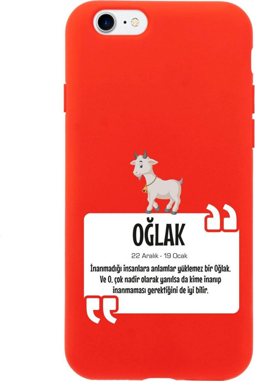 İphone Se Oğlak Burcu Tasarımlı Kırmızı Telefon Kılıfı