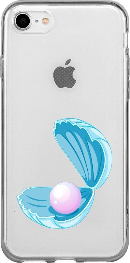 İphone 8 Incili Deniz Desenli Şeffaf Telefon Kılıfı
