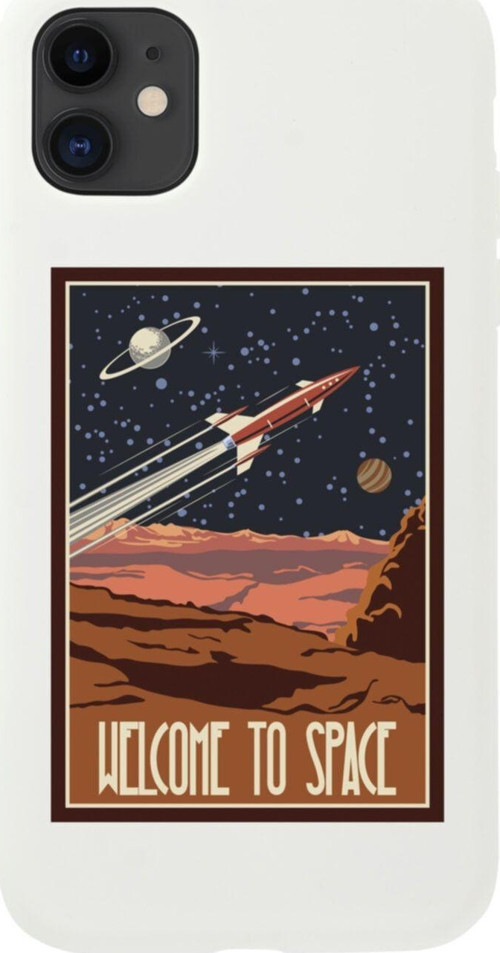 Iphone 11 Welcome To Space Tasarımlı Beyaz Telefon Kılıfı