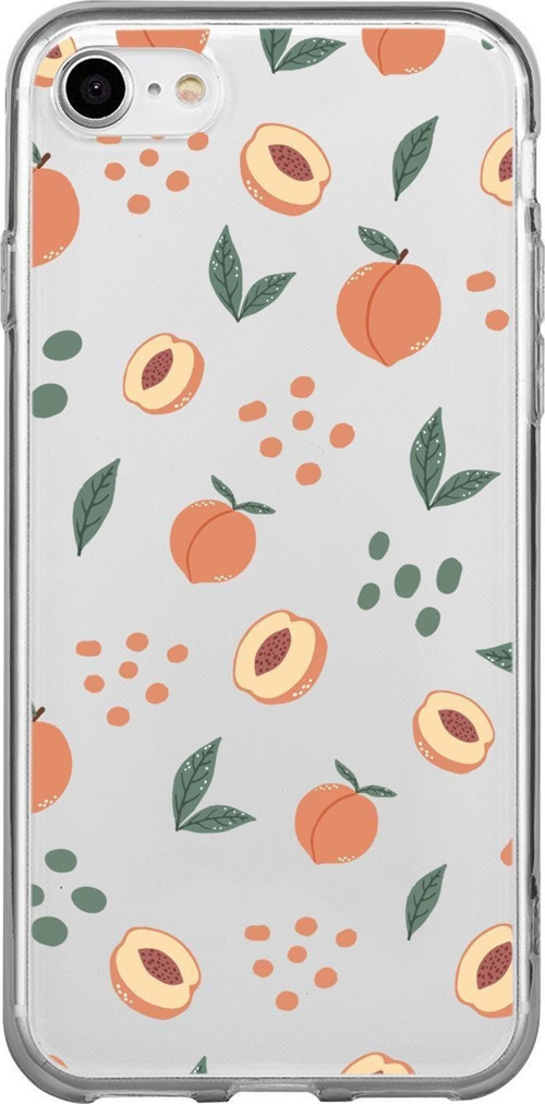 İphone 7 Uyumlu Şeftali Pattern Premium Şeffaf Silikon Kılıf