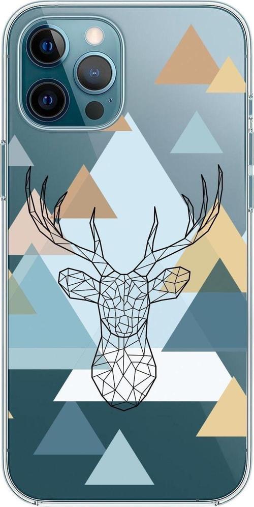 Iphone 12 Pro Polygon Deer Premium Şeffaf Silikon Kılıf
