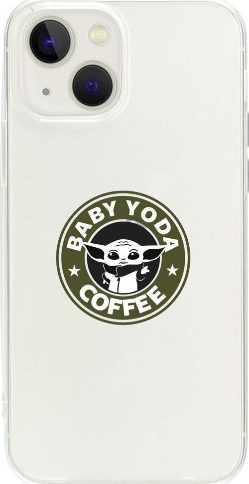 İphone 14 Plus Baby Yoda Desenli Şeffaf Telefon Kılıfı